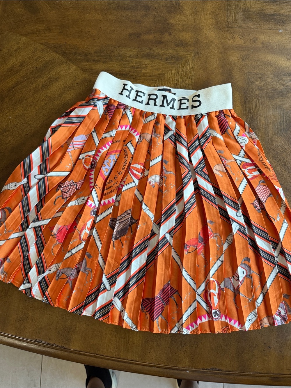 Orange Pleated Silk-Blend Skirt kids girls